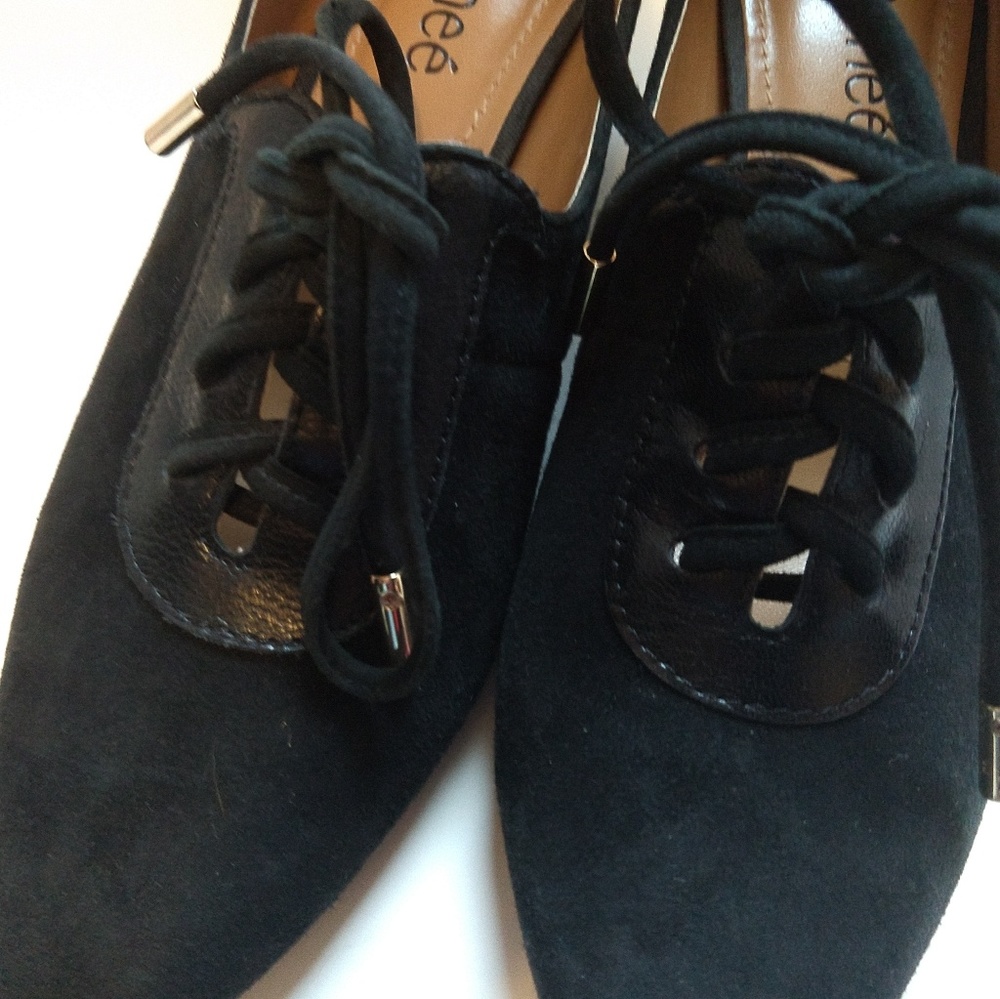 JRenee black heeled suede oxfords, size 8 - Picture 5 of 8